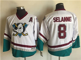 Anaheim Mighty Ducks #8 Teemu Selänne Youth CCM Vintage White Jersey