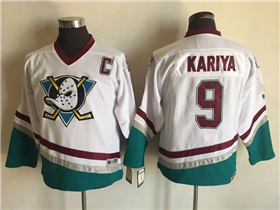 Anaheim Mighty Ducks #9 Paul Kariya Youth CCM Vintage White Jersey