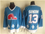 Quebec Nordiques #13 Mats Sundin 1990's CCM Vintage Light Blue Jersey