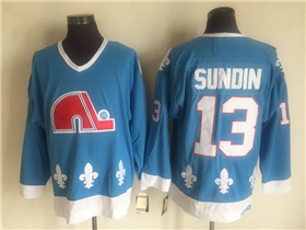 Quebec Nordiques #13 Mats Sundin 1990's CCM Vintage Light Blue Jersey