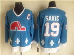 Quebec Nordiques #19 Joe Sakic 1990's CCM Vintage Light Blue Jersey