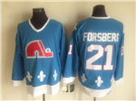 Quebec Nordiques #21 Peter Forsberg 1990's CCM Vintage Light Blue Jersey