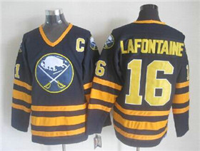 Buffalo Sabres #16 Pat LaFontaine CCM Vintage Navy Blue Jersey