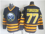 Buffalo Sabres #77 Pierre Turgeon CCM Vintage Navy Blue Jersey