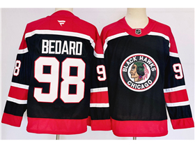 Chicago Blackhawks #98 Connor Bedard Black Reverse Retro Jersey