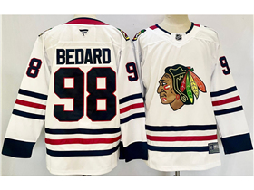 Chicago Blackhawks #98 Connor Bedard 2024 White Jersey