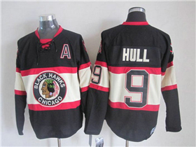 Chicago Blackhawks #9 Bobby Hull 1930's CCM Vintage Black Jersey