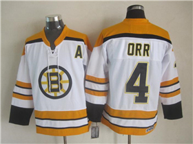 Boston Bruins #4 Bobby Orr Vintage CCM White Jersey