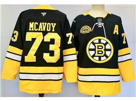 Boston Bruins #73 Charlie McAvoy 2024 Black Alternate 100th Anniversary Jersey