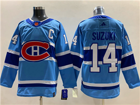 Montreal Canadiens #14 Nick Suzuki Blue Reverse Retro 2.0 Jersey