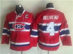 Montreal Canadiens #4 Jean Beliveau Youth CCM Vintage Red Jersey