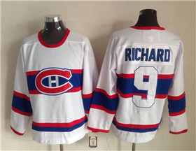 Montreal Canadiens #9 Maurice Richard 1945 CCM Vintage White Jersey