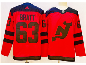 New Jersey Devils #63 Jesper Bratt 2024 Stadium Series Red Jersey