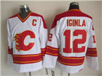 Calgary Flames #12 Jarome Iginla 1989 CCM Vintage White Jersey