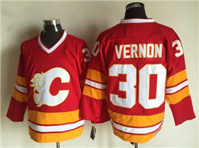 Calgary Flames #30 Mike Vernon 1989 CCM Vintage Red Jersey