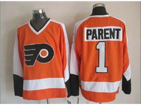 Philadelphia Flyers #1 Bernie Parent CCM Vintage Orange Jersey