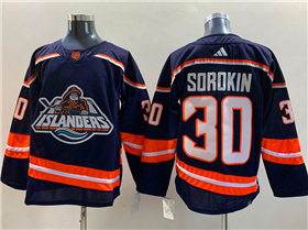 New York Islanders #30 Ilya Sorokin Navy Reverse Retro 2.0 Jersey