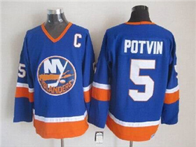 New York Islanders #5 Denis Potvin 1980's CCM Vintage Blue Jersey