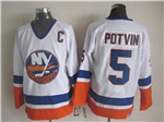 New York Islanders #5 Denis Potvin 1980's CCM Vintage White Jersey