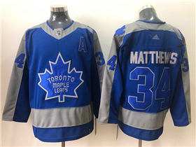 Toronto Maple Leafs #34 Auston Matthews Blue 2020/21 Reverse Retro Jersey