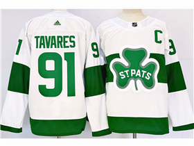 Toronto Maple Leafs #91 John Tavares White 2019 St.Patrick's Day Jersey