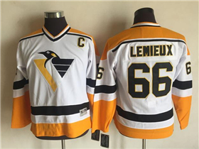 Pittsburgh Penguins #66 Mario Lemieux Youth Vintage CCM White Jersey