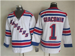 New York Rangers #1 Eddie Giacomin CCM Vintage White Jersey