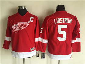 Detroit Red Wings #5 Nicklas Lidstrom Youth CCM Vintage Red Jersey