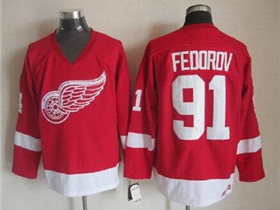 Detroit Red Wings #91 Sergei Fedorov CCM Vintage Red Jersey