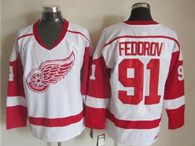 Detroit Red Wings #91 Sergei Fedorov CCM Vintage White Jersey