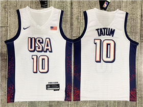 2024 Olympic Team USA #10 Jayson Tatum White Basketball Jersey