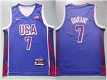 2024 Olympic Team USA #7 Kevin Durant Blue Basketball Jersey