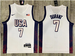 2024 Olympic Team USA #7 Kevin Durant White Basketball Jersey