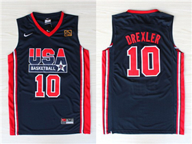 1992 Olympic Team USA #10 Clyde Drexler Navy Jersey