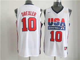 1992 Olympic Team USA #10 Clyde Drexler White Jersey