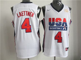 1992 Olympic Team USA #4 Christian Laettner White Jersey