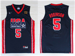 1992 Olympic Team USA #5 David Robinson Navy Jersey