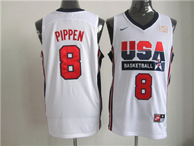 1992 Olympic Team USA #8 Scottie Pippen White Jersey