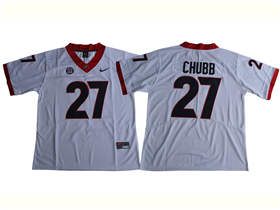 Georgia Bulldogs #27 Nick Chubb White College Football Jersey