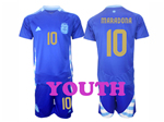 Argentina 2024 Youth Away Blue Soccer Jersey with #10 Messi printing