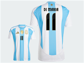 Argentina 2024 Home Blue/White Soccer Jersey with #11 di María Printing