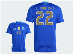 Argentina 2024 Away Blue Soccer Jersey with #22 L.Martínez Printing