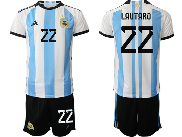 Argentina 2022/23 Home Blue/White Soccer Jersey with #22 Lautaro ...