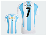 Argentina 2024 Home Blue/White Soccer Jersey with #7 De Paul Printing