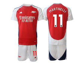 Arsenal F.C. 2024/25 Home Red Soccer Jersey with #11 MARTINELLI Printing