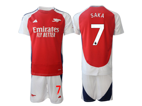 Arsenal F.C. 2024/25 Home Red Soccer Jersey with #7 Saka Printing