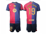 FC Barcelona 2024/25 Home Red/Blue Soccer Jersey with #19 Lamine Yamal Printing