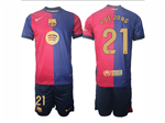 FC Barcelona 2024/25 Home Red/Blue Soccer Jersey with #21 F.De Jong Printing