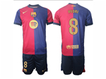 FC Barcelona 2024/25 Home Red/Blue Soccer Jersey with #8 Pedri Printing