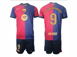 FC Barcelona 2024/25 Home Red/Blue Soccer Jersey with #9 Lewandowski Printing